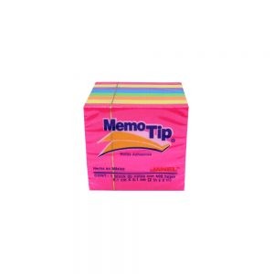 BLOCK DE NOTAS ADHESIVAS JANEL MEMOTIP 400 HOJAS NEON 5.1 X 5.1 CENTIMETROS