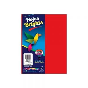 HOJA DE PAPEL DIEM BRIGHT PAQUETE CON 100 PIEZAS ROJO INTENSO 28 TAMAÑO CARTA