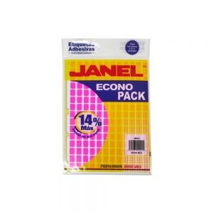 ETIQUETA ADHESIVA JANEL ECONOPACK 0913 NO.1 ROSA 9 MILIMETROS X 13 MILIMETROS
