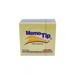 BLOCK DE NOTAS ADHESIVAS JANEL MEMOTIP 400 HOJAS PASTEL 7.62 X 7.62 CENTIMETROS