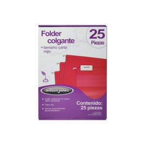 FOLDER TAMAÑO CARTA COLGANTE ACCO WILSON JONES P3639 ROJO PAQUETE CON 25 PIEZAS