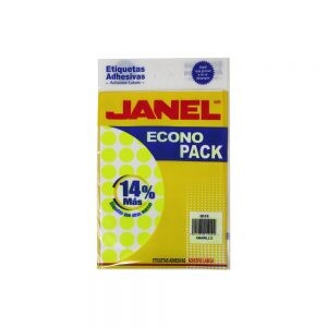 ETIQUETA ADHESIVA JANEL ECONOPACK 0019 NO. 28 AMARILLO REDONDA PAQUETE 560 PIEZAS 19 MILIMETROS