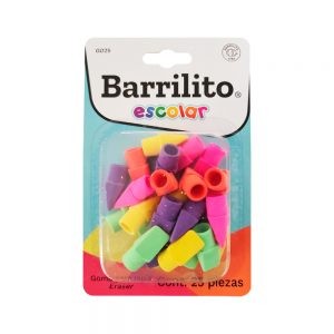 BORRADOR DE CAPUCHON PARA LAPIZ BARRILITO GO25 PAQUETE CON 25 PIEZAS VARIOS COLORES