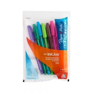 BOLIGRAFO PAPER MATE KILOMETRICO INKJOY 100 PAQUETE CON 10 PIEZAS PUNTA MEDIA 1.0 MILIMETRO