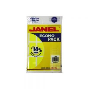 ETIQUETA ADHESIVA JANEL ECONOPACK 3264 NO. 24 AMARILLO PAQUETE 96 PIEZAS 32 X 64 MILIMETROS
