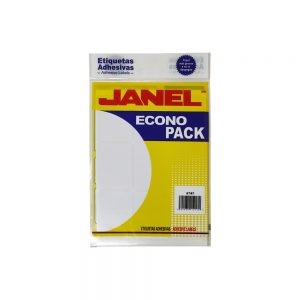 ETIQUETA ADHESIVA JANEL ECONOPACK 6747 NO. 13 BLANCO PAQUETE 108 PIEZAS 67 X 47 MILIMETROS