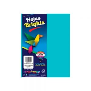 HOJA DE PAPEL DIEM BRIGHTS PAQUETE CON 100 PIEZAS TURQUESA 14 NEON TAMAÑO CARTA 75 GRAMOS