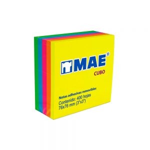NOTAS ADHESIVAS MAE 21012 NEON SURTIDO 400 HOJAS DE 3” X 3”