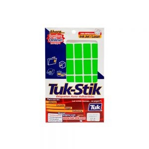 ETIQUETA ADHESIVA TUK STIK A11 VERDE TIPO 350 13 X 38 MILIMETROS