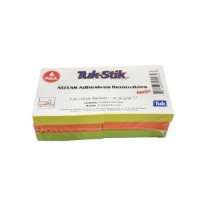 NOTAS TUK-STIK 563029 NEÓN 5.1X5.1 6PACK DE 100 X BLOCK