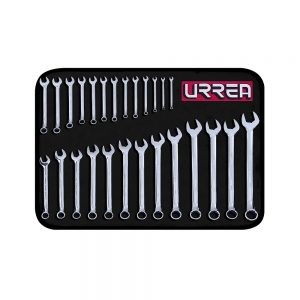 JUEGO DE LLAVES COMBINADAS URREA 1200QM CON 26 PIEZAS PULIDO ESPEJO 12 PUNTAS