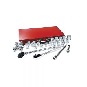 JUEGO DE DADOS Y ACCESORIOS URREA 5400M CON 29 PIEZAS METRICOS 1/2”