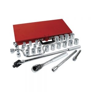 JUEGO DE DADOS Y ACCESORIOS URREA 54124 CON 28 PIEZAS EN PULGADAS DE 1/2”