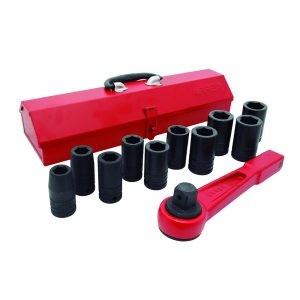 JUEGO DE 12 DADOS DE IMPACTO Y ACCESORIOS 3/4” URREA 750012LH  LARGOS EN PULGADAS