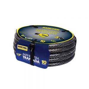 MANGUERA TRAMADA GRIS SURTEK M12T15P DE 1/2” ARMADA CONECTOR PLÁST 15 METROS