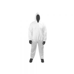 OVEROL DESECHABLE LAMINADO BLANCO LOTY122-L, CAPUCHA, ELASTICO Y COSTURA REFORZADA. TALLA GRANDE