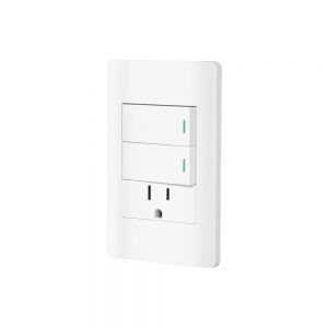 PLACA CON 2 INTERRUPTORES SENCILLOS + 1 CONTACTO POLARIZADO Y ATERRIZADO 47967 LINEA LISBOA BLANCO