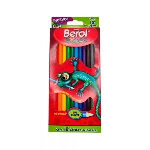 LAPIZ DE COLOR BEROL RECREO 2107589 PAQUETE CON 12 PIEZAS VARIOS COLORES REDONDOS UNIPUNTA